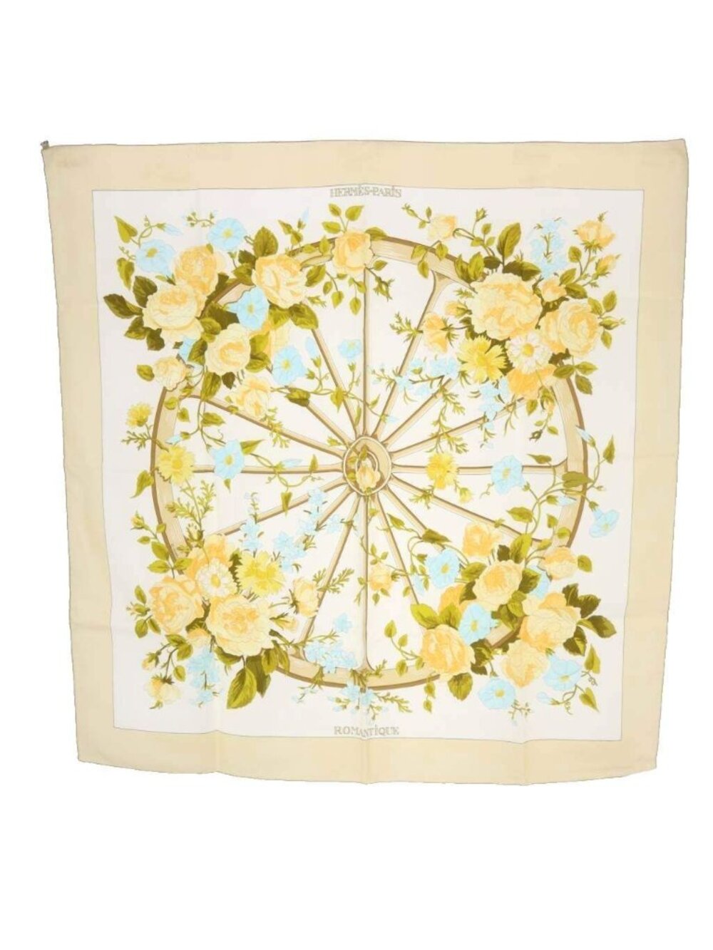 Hermes Scarf Carre 90 Romanti Que Romantic Silk Beige